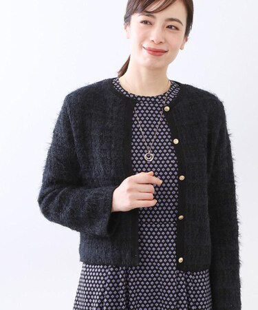【お食事会やお出かけに◎】ふんわりジャカード編みカーディガン