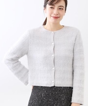 【お食事会やお出かけに◎】ふんわりジャカード編みカーディガン