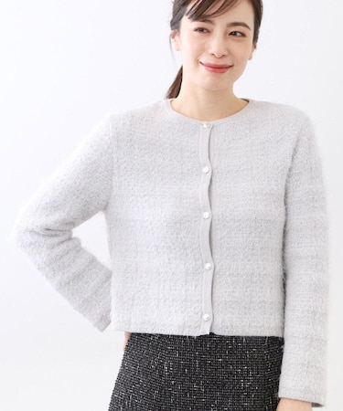 【お食事会やお出かけに◎】ふんわりジャカード編みカーディガン