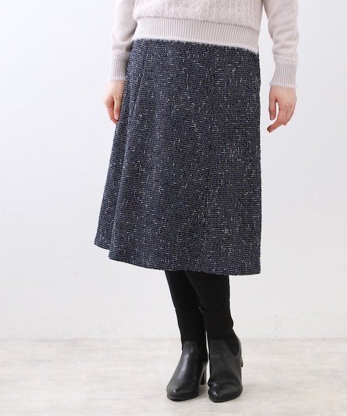 【広がりすぎない／美シルエット◎】ツイードフレアスカート