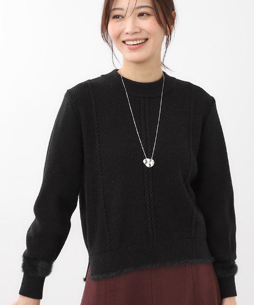 【ほんのりラメ感◎】ケーブル柄ニット