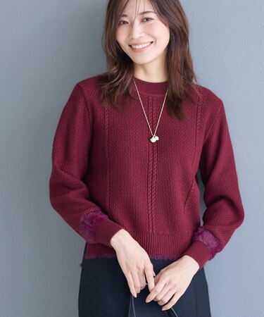 【ほんのりラメ感◎】ケーブル柄ニット