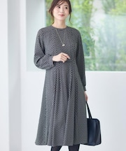 【通勤にもお出かけにも◎】ジオメプリントクラシカルワンピース