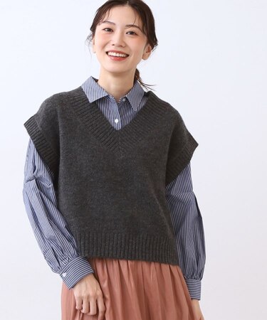 【単品使い◎】ニットベスト+シャツセット