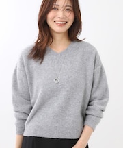 【選べる5色／ゆったりシルエット】Vネックスパンコールニット