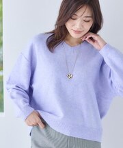 【選べる5色／ゆったりシルエット】Vネックスパンコールニット