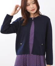 【選べる5色／アンサンブル可】クルーネックカーディガン