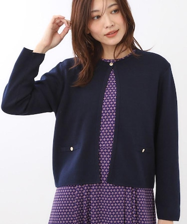 【選べる5色／アンサンブル可】クルーネックカーディガン