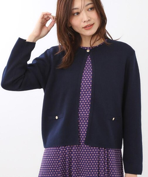 【選べる5色／アンサンブル可】クルーネックカーディガン