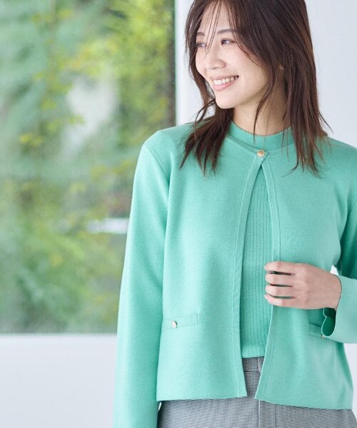 選べる5色／アンサンブル可】クルーネックカーディガン｜リフレクトの