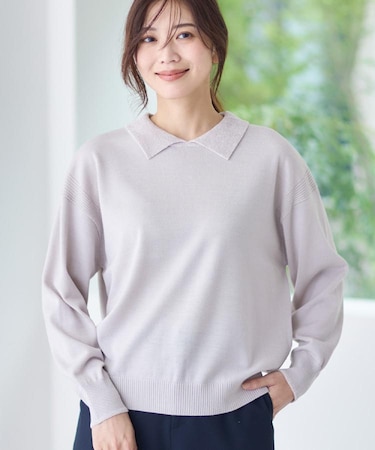 【着映え◎】衿つきニットトップス