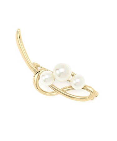 【フォーマル／入卒】パール調×リーフデザインブローチ