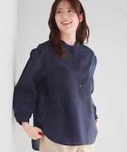 【ゆったり着られる◎】バンドカラーシャツブラウス