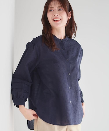 【ゆったり着られる◎】バンドカラーシャツブラウス