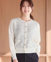 【着映え◎】ツイード風ニットカーディガン