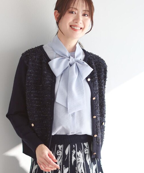 【着映え◎】ツイード風ニットカーディガン