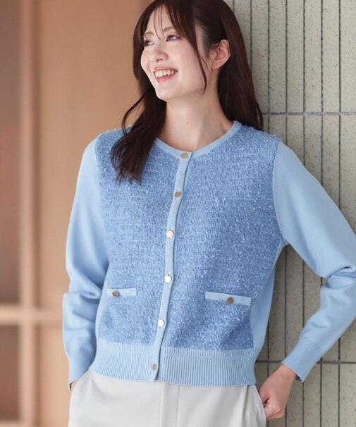 【着映え◎】ツイード風ニットカーディガン