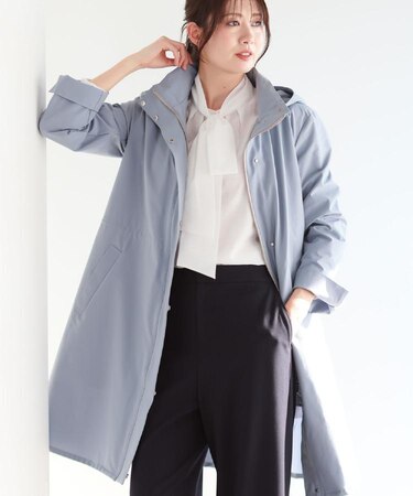 【中綿ライナー付き】ライナー付きフーデッドロングコート