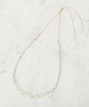 【フォーマル／入卒／長さ調節可】淡水パールロングネックレス