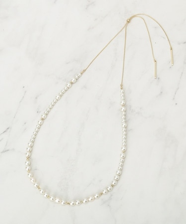 【フォーマル／入卒／長さ調節可】淡水パールロングネックレス