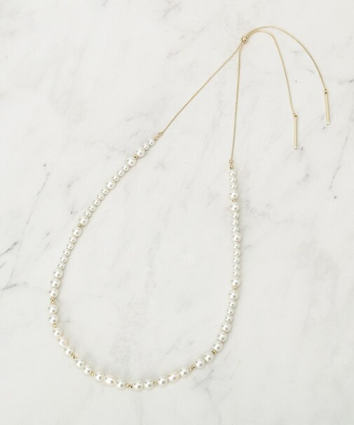 【フォーマル／入卒／長さ調節可】淡水パールロングネックレス