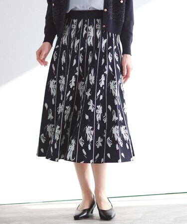 【セットアップ可】ダブルジャカードニットフレアスカート