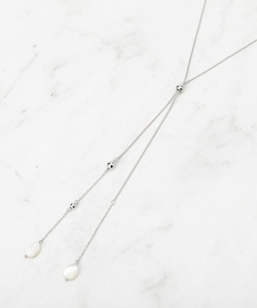 【長さ調節可】天然シェル×ラリエットデザインネックレス