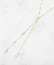 【長さ調節可】天然シェル×ラリエットデザインネックレス