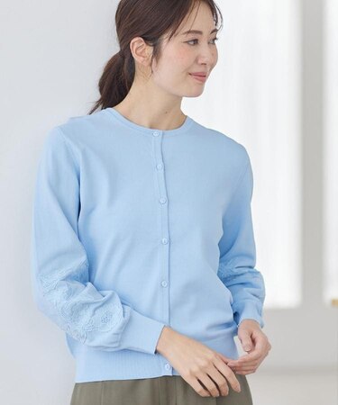 レースデザインスリーブカーディガン