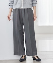 【ウエスト総ゴム】チェック柄イージーワイドパンツ