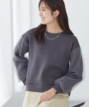 チュールレイヤードスリーブプルオーバー