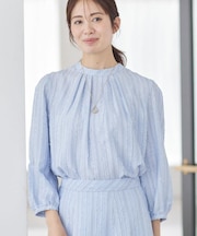 【セットアップ可】ストライプ柄ジャカードブラウス