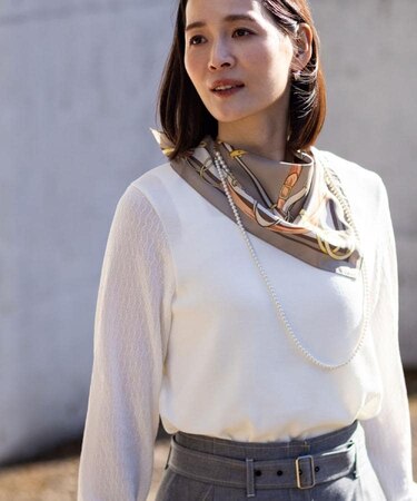 透かしスリーブデザインハイゲージニット