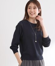 透かしスリーブデザインハイゲージニット