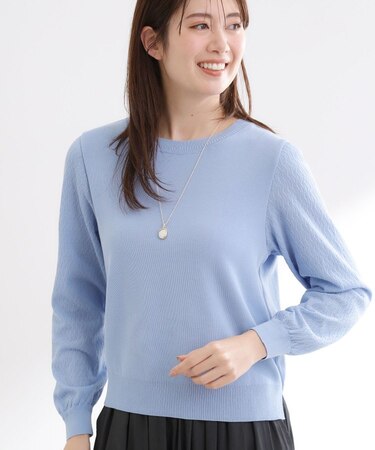 透かしスリーブデザインハイゲージニット