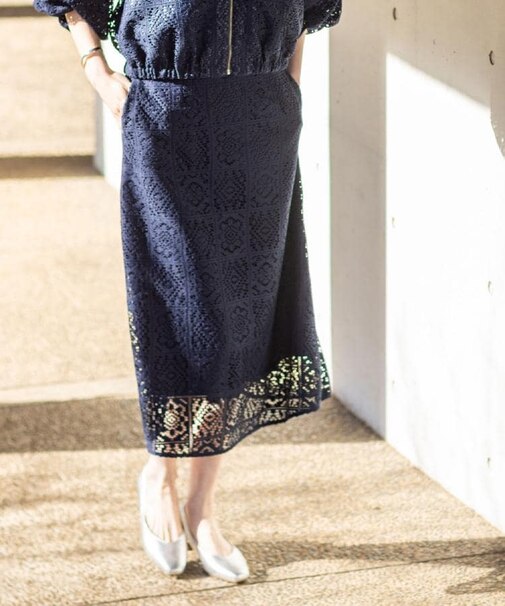 【セットアップ可】レースミディアムスカート