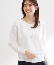 レースデザインスリーブニットプルオーバー