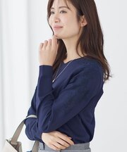 レースデザインスリーブニットプルオーバー