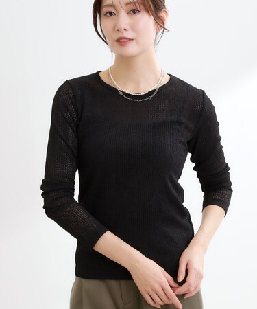 【インナーにおすすめ◎】クルーネックレースジャージトップス