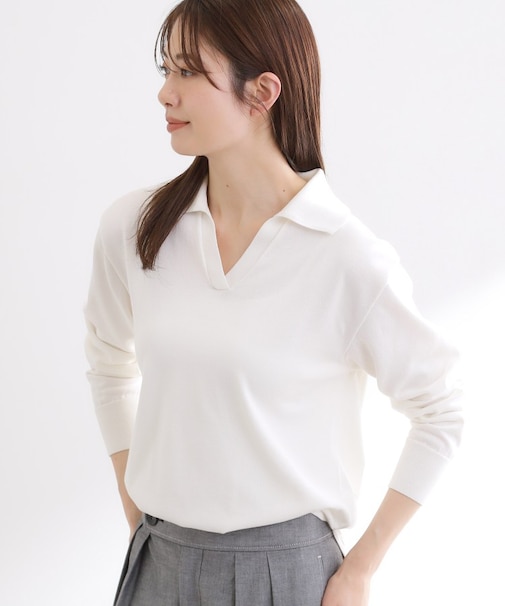 スキッパーネックニットプルオーバー