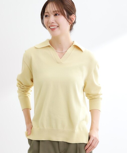 スキッパーネックニットプルオーバー