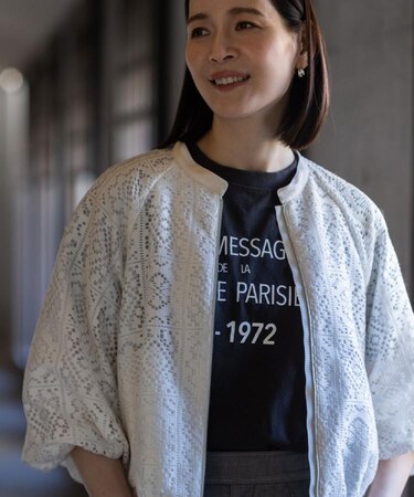 【セットアップ可】ジップアップレースショートブルゾン