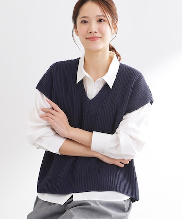 【レイヤードにおすすめ◎】ドライタッチニットベスト