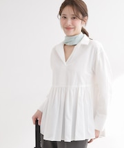 【レイヤードにおすすめ◎】ペプラムデザインシャツ