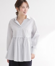 【レイヤードにおすすめ◎】ペプラムデザインシャツ