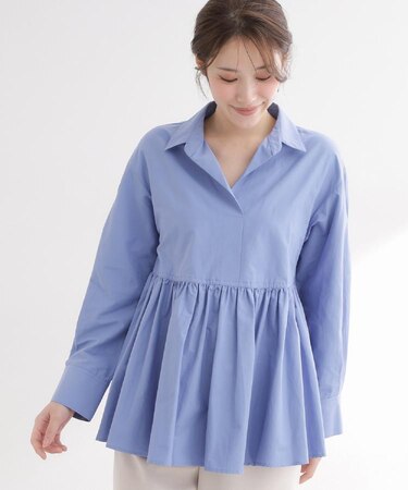 【レイヤードにおすすめ◎】ペプラムデザインシャツ