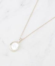 天然シェルプレートペンダントネックレス