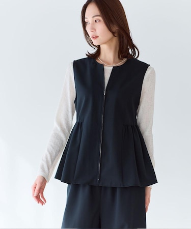 【単品使い◎】ペプラムベスト+リラクシーパンツセット