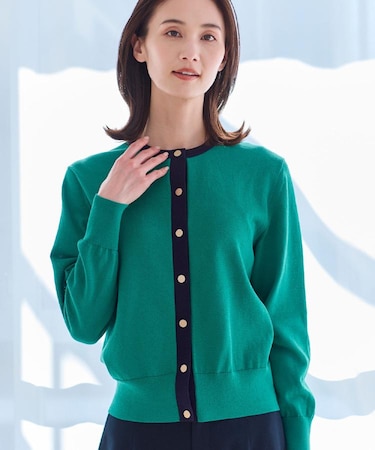 【アンサンブル可】バイカラーカーディガン