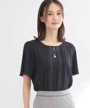 【UVカット／接触冷感】五分袖シフォンブラウス